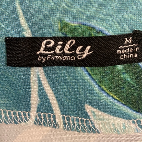 Lily By Firmiana Blue Leaf Pattern Open Blazer Like Jacket Medium - Picture 4 of 6